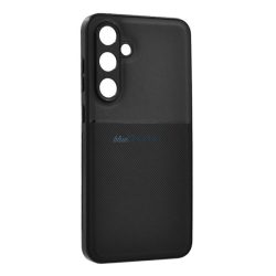   Silicon protector de telefon (rezistent la șocuri, magnetic, spate din piele, cu dungi) BLACK Samsung Galaxy A26 5G (SM-A266)