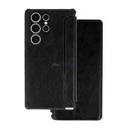   HUSĂ! - Carcasă permanentă, efect piele (FLIP, deschidere laterală, rezistență la șocuri, colț hover, protecție cameră foto) BLACK Samsung Galaxy S24 FE (SM-S721)