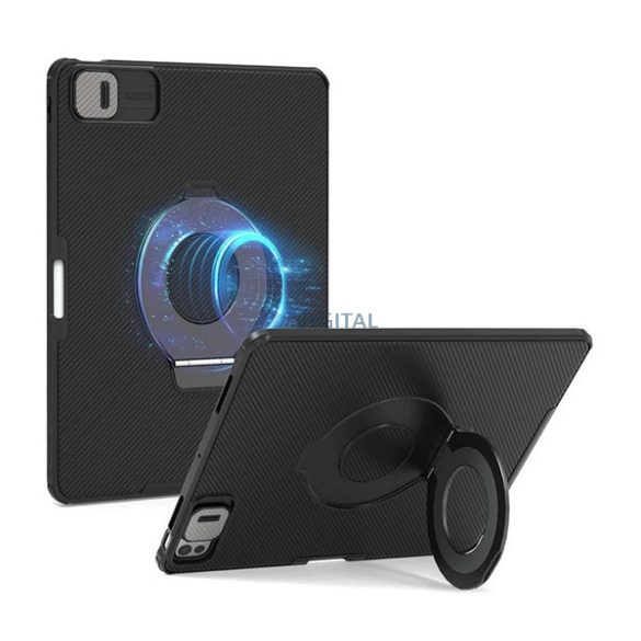 NILLKIN CAMSHIELD PAD silicon telefon protector (rezistent la șocuri, aparat de fotografiat protector, dungi, magnetic, suport, suport creion) BLACK Apple IPAD Pro 13 (2024)