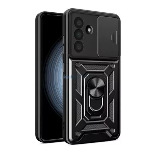 HUSĂ! - Defender silicon protector de telefon (rezistent la șocuri, inel de prindere, protector de cameră) BLACK Samsung Galaxy A36 5G (SM-A366)
