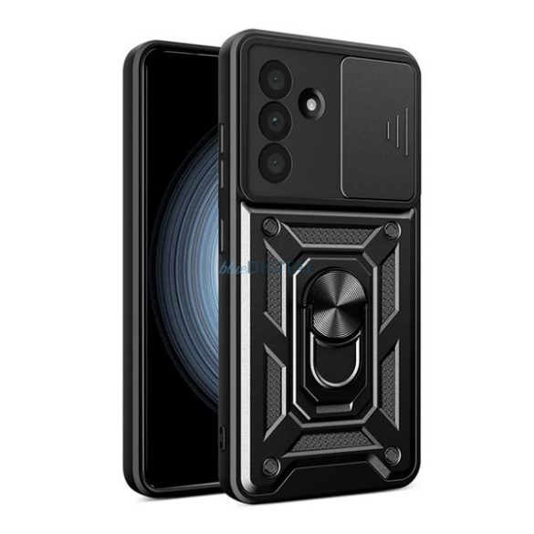 Defender silicon protector de telefon (rezistent la șocuri, inel de prindere, protector de cameră) BLACK Samsung Galaxy A36 5G (SM-A366)