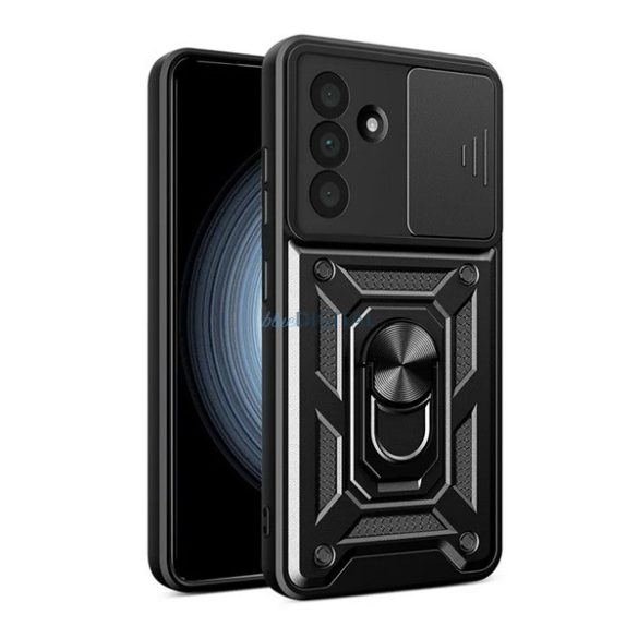 Protector de telefon din silicon Defender (rezistent la șocuri, inel de prindere, protector de cameră) BLACK Samsung Galaxy A56 5G (SM-A566)