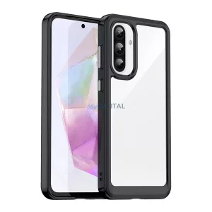 HUSĂ! - Silicon protector de telefon (rezistent la șocuri, spate transparent) BLACK Samsung Galaxy A36 5G (SM-A366)