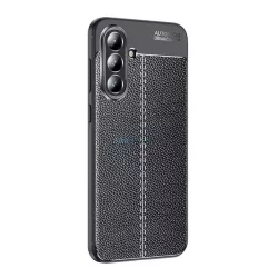  HUSĂ! - Silicon protector de telefon (rezistent la impact, efect de piele, model de cusături) BLACK Samsung Galaxy A36 5G (SM-A366)
