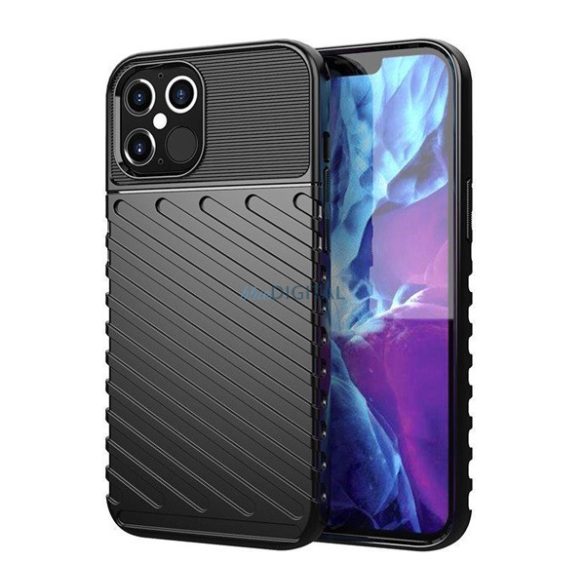 Silicon protector de telefon (rezistent la impact, cu dungi, model convex) BLACK Samsung Galaxy A56 5G (SM-A566)
