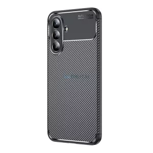 HUSĂ! - Silicon protector de telefon (rezistent la șocuri, călcâi pernă de aer, model de carbon) BLACK Samsung Galaxy A36 5G (SM-A366)
