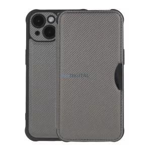HUSĂ! - Carcasă permanentă, efect piele (FLIP, deschidere laterală, rezistență la impact, toc cu bule, protecție cameră foto, model carbon) EZÜST Samsung Galaxy A26 5G (SM-A266)