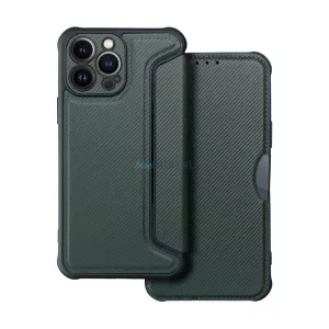 HUSĂ! - Carcasă permanentă, efect piele (FLIP, deschidere laterală, rezistență la impact, călcâi cu bule, protecție cameră foto, model carbon) PERNA PLIABILĂ Samsung Galaxy A26 5G (SM-A266)