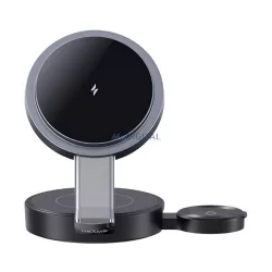   Încărcător de birou USAMS 3in1 (15W, wireless, încărcător rapid, încărcător Airpods, Apple Watch) NEGRU
