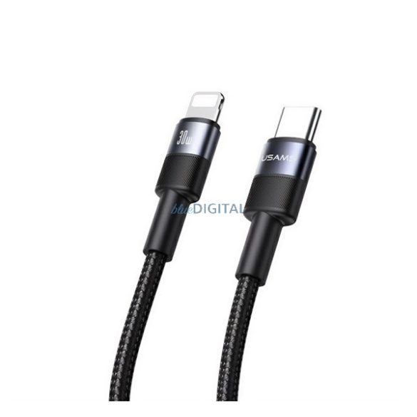 USAMS SY SERIES cablu de date (Tip-C - Lightning, 3A, 30W, încărcător rapid, 120cm) NEGRU