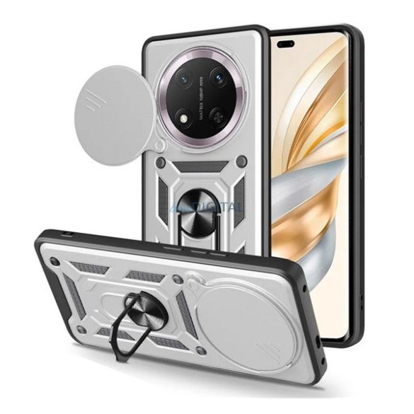 Protector de telefon din silicon Defender (rezistent la șocuri, inel de reținere, protector pentru cameră) Argintiu Honor Magic7 Lite
