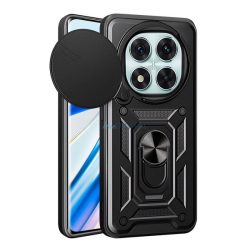   HUSĂ! - Defender silicon protector de telefon (rezistent la șocuri, inel de prindere, protector de cameră) BLACK Xiaomi Redmi Notă 14 Pro 5G