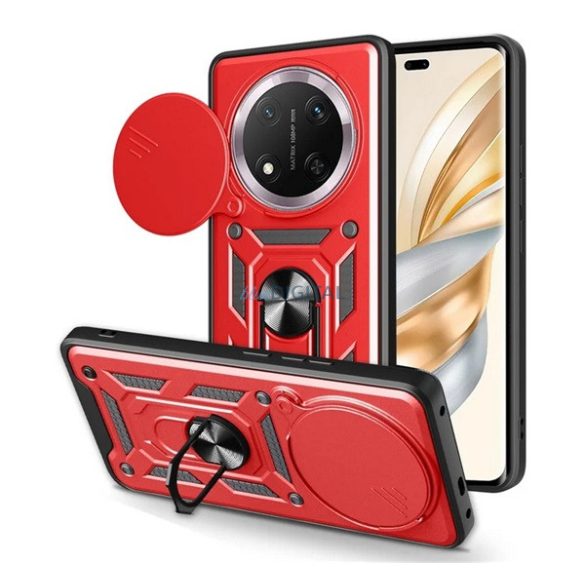 Protector de telefon din silicon Defender (rezistent la șocuri, inel de reținere, protector pentru cameră) Roșu Honor Magic7 Lite