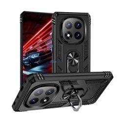   HUSĂ! - Defender Silicone Phone Protector (rezistent la șocuri, magnetic, inel de reținere) BLACK Xiaomi Redmi Notă 14 Pro 5G