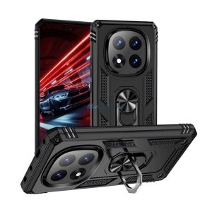 Defender Silicone Phone Protector (rezistent la șocuri, magnetic, inel de reținere) BLACK Xiaomi Redmi Notă 14 Pro 5G
