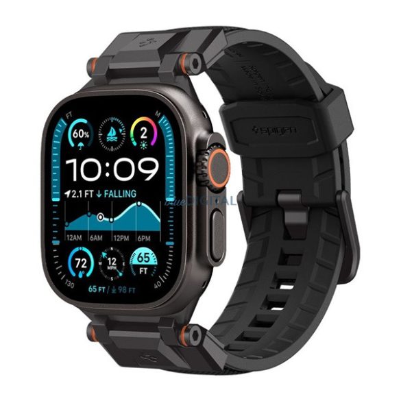 Curea SPIGEN DURAPRO ARMOR (personalizată, mare, silicon, reglabilă, cataramă metalică) BLACK Apple Watch Series 5 44mm, Watch Series 4 44mm, Watch Series 3 42mm