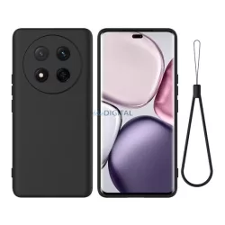   HUSĂ! - Silicon Phone Protector (mat, microfibră pluș anti-zgârieturi interior, premium + curea de încheietura mâinii) BLACK Honor Magic7 Lite