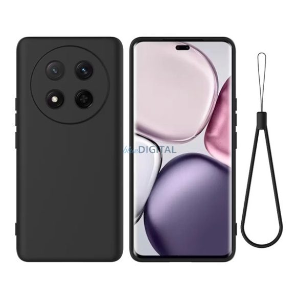 Silicon Phone Protector (mat, microfibră pluș anti-zgârieturi interior, premium + curea de încheietura mâinii) BLACK Honor Magic7 Lite