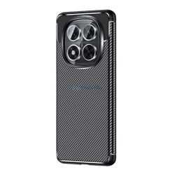   HUSĂ! - Silicon protector de telefon (rezistent la șocuri, bubble heel, model de carbon) BLACK Xiaomi Redmi Notă 14 Pro 5G