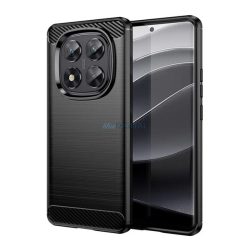   HUSĂ! - Silicon protector de telefon (rezistent la șocuri, bubble heel, periat, model de carbon) BLACK Xiaomi Redmi Notă 14 Pro 5G