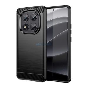 Silicon protector de telefon (rezistent la șocuri, bubble heel, periat, model de carbon) BLACK Xiaomi Redmi Notă 14 Pro 5G