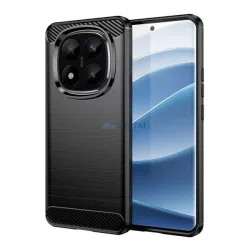   HUSĂ! - Silicon protector de telefon (rezistent la șocuri, bubble heel, periat, model de carbon) BLACK Xiaomi Redmi Notă 14 Pro Plus 5G