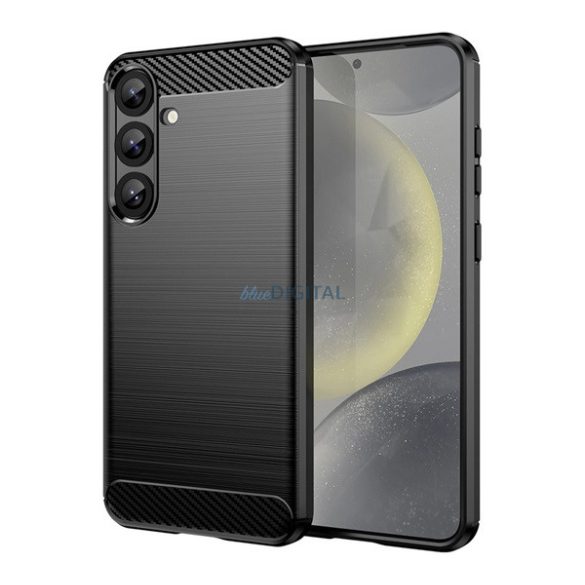 Silicon protector de telefon (rezistent la impact, bubble heel, periat, model de carbon) BLACK Samsung Galaxy S25 Plus (SM-S936)