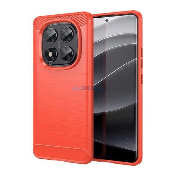 Silicon protector de telefon (rezistent la impact, călcâi pernă de aer, periat, model de carbon) PIROS Xiaomi Redmi Notă 14 Pro 5G
