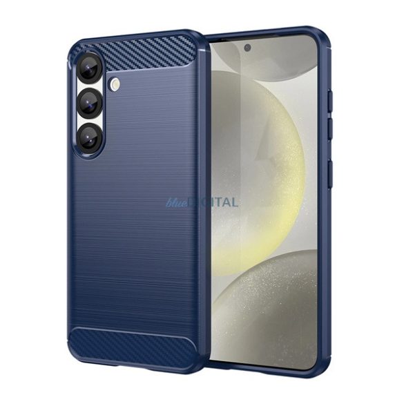 Protector de telefon din silicon (rezistent la impact, călcâi cu pernă de aer, periat, model de carbon) CUSHION CUSHION Samsung Galaxy S25 (SM-S931)
