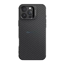   HUSĂ! - NILLKIN CARBOPROP silicon telefon protector (rezistent la impact, aramid acoperire, model de carbon) BLACK Apple iPhone 16 Pro Max
