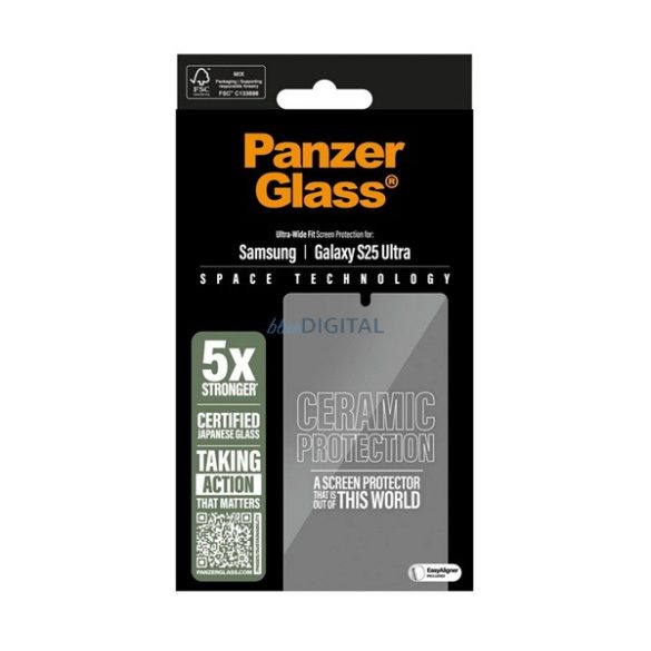 PANZERGLASS CERAMIC ecran protector de sticlă (3D, rezistență la impact, 9H) pentru Samsung Galaxy S25 Ultra (SM-S938)