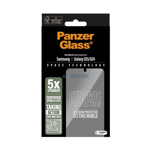 PANZERGLASS CERAMIC ecran protector de sticlă (3D, rezistență la impact, 9H) pentru Samsung Galaxy S25 (SM-S931)