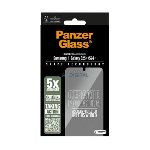 PANZERGLASS CERAMIC ecran protector de sticlă (3D, rezistență la impact, 9H) pentru Samsung Galaxy S25 Plus (SM-S936)