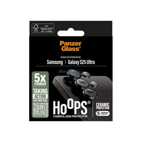 PANZERGLASS HOOPS CERAMIC sticlă de protecție a camerei (9H + cadru) pentru Samsung Galaxy S25 Ultra (SM-S938)