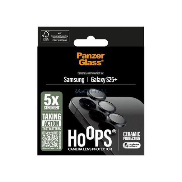 PANZERGLASS HOOPS CERAMIC sticlă de protecție a camerei (9H + cadru) pentru Samsung Galaxy S25 Plus (SM-S936)