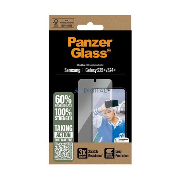 PANZERGLASS ecran protector din sticlă (3D, rezistent la impact, 9H) pentru Samsung Galaxy S25 Plus (SM-S936)