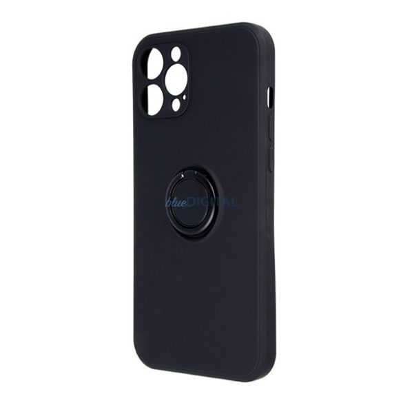 Silicon protector de telefon (inel titular, microfibră pluș interior, magnetic, protector de cameră) BLACK Xiaomi Redmi Notă 14 Pro 5G