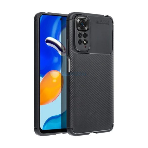 Silicon protector de telefon (rezistent la șocuri, bubble heel, model de carbon) BLACK Xiaomi Redmi Notă 14 Pro Plus 5G