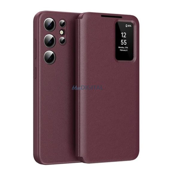 HUSĂ! - Carcasă Standing (activă FLIP, deschidere laterală, Smart View Cover) BORDO Samsung Galaxy S25 Ultra (SM-S938)