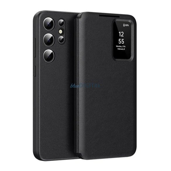 Carcasă permanentă (FLIP activ, deschidere laterală, Smart View Cover) BLACK Samsung Galaxy S24 Ultra (SM-S928)