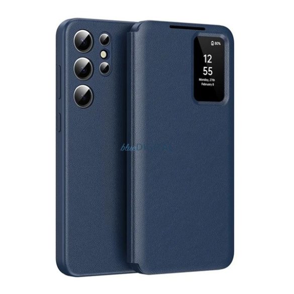 Carcasă Standing (active FLIP, deschidere laterală, Smart View Cover) Flush Blue Samsung Galaxy S22 Ultra (SM-S908)