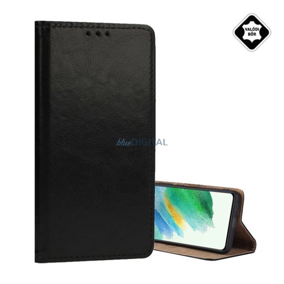 Husă permanentă, piele naturală (FLIP, deschidere laterală, desktop) BLACK Samsung Galaxy A36 5G (SM-A366)