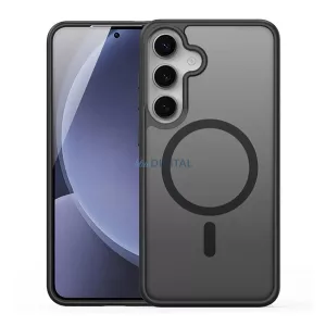 HUSĂ! - DUX DUCIS YIND silicon telefon protector (rezistent la șocuri, protector de cameră, mat, MagSafe, kickstand) BLACK Samsung Galaxy S25 (SM-S931)