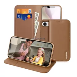   HUSĂ! - DUX DUCIS HIVO caz, în picioare, piele naturală (FLIP, deschidere laterală, desktop, buzunar pentru carduri, RFID) BARNA Apple iPhone 16e