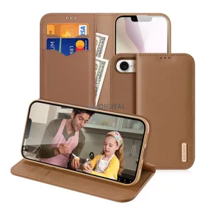 HUSĂ! - DUX DUCIS HIVO caz, în picioare, piele naturală (FLIP, deschidere laterală, desktop, buzunar pentru carduri, RFID) BARNA Apple iPhone 16e