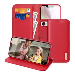 DUX DUCIS HIVO husă, în picioare, piele naturală (FLIP, deschidere laterală, suport pentru birou, buzunar pentru carduri, RFID) PIROS Apple iPhone 16e
