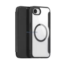   HUSĂ! - DUX DUCIS SKIN X PRO Carcasă din piele cu efect permanent (FLIP, deschidere laterală, RFID, MagSafe) NEGRU Apple iPhone 16e