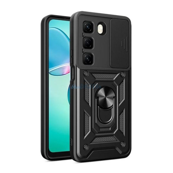 Protector de telefon din silicon Defender (rezistent la șocuri, inel de prindere, protector de cameră) BLACK Infinix Hot 50 4G (X6882)