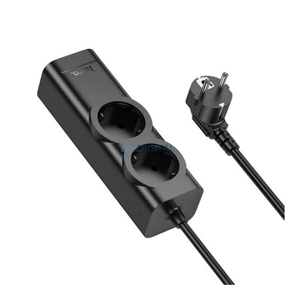 Distribuitor de energie HOCO NS10 (2 prize AC+USB+3 Type-C 67W, încărcător rapid PD 3.0 + cablu de alimentare de 200 cm) NEGRU