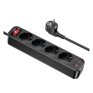 Distribuitor de energie HOCO NS9 (4 prize AC+2 USB+Type-C 67W, încărcător rapid PD 3.0 + cablu de alimentare de 200 cm) NEGRU